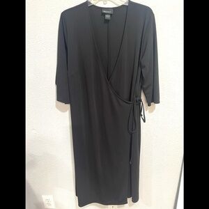 LANE BRYANT Black wrap front 1/4 sleeve midi dress size 14/16